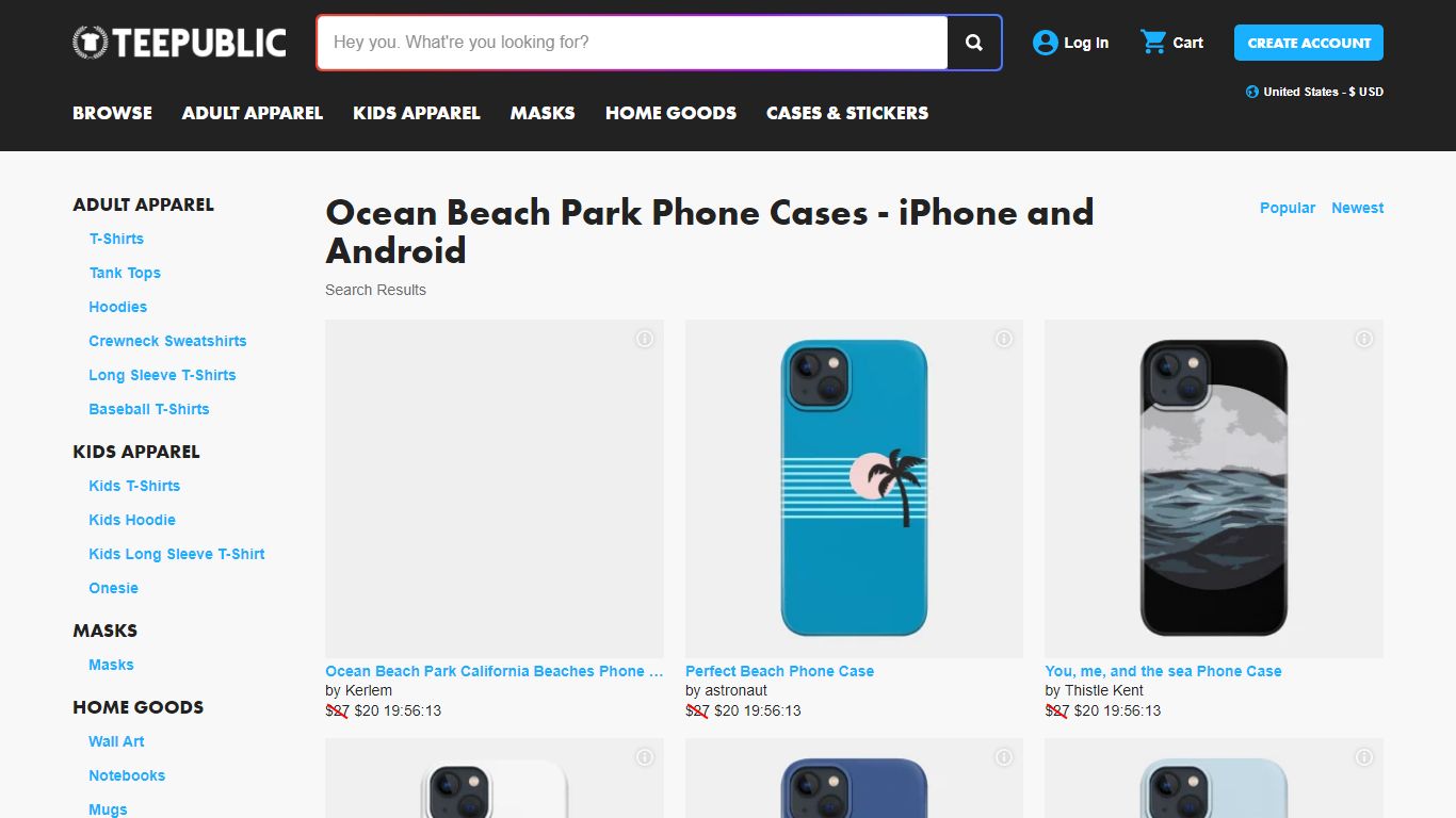 Ocean Beach Park Phone Cases - iPhone and Android | TeePublic